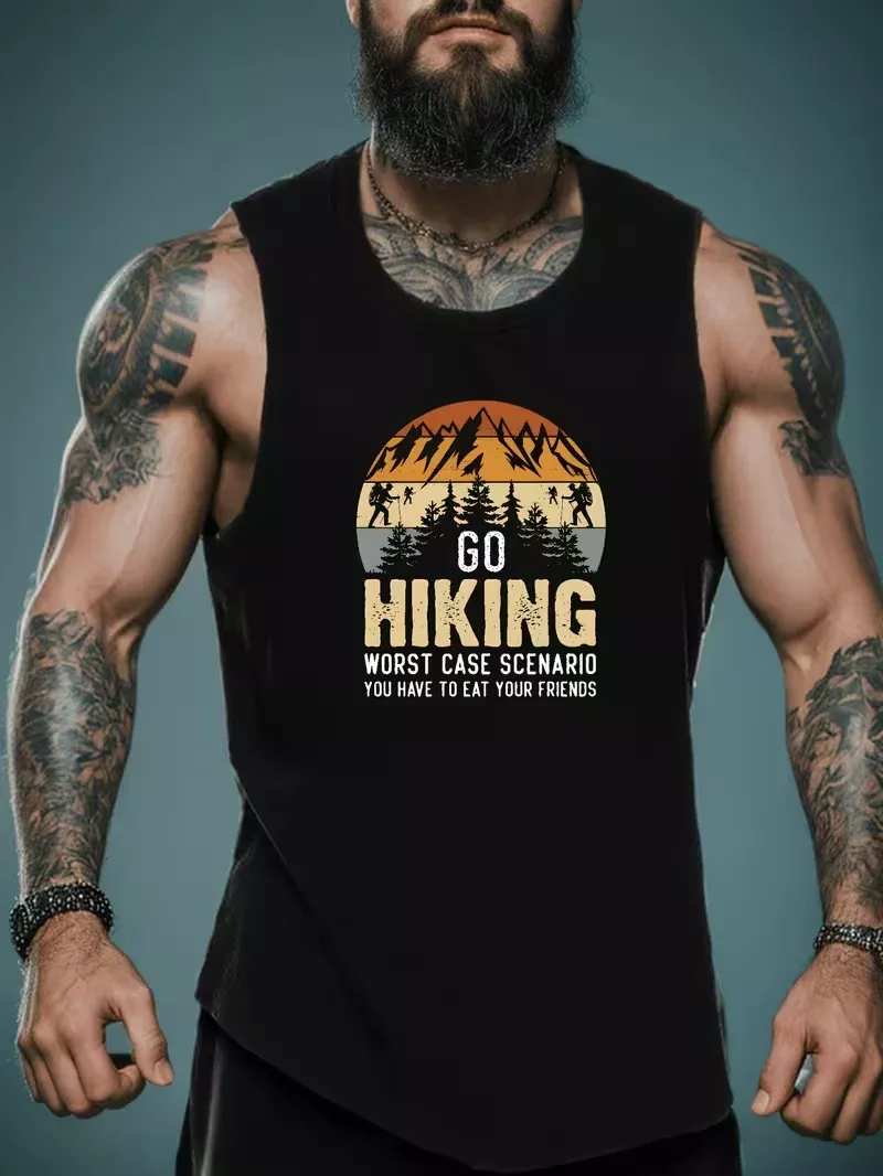 "Go Hiking" Men's Sleeveless Funny T-Shirt